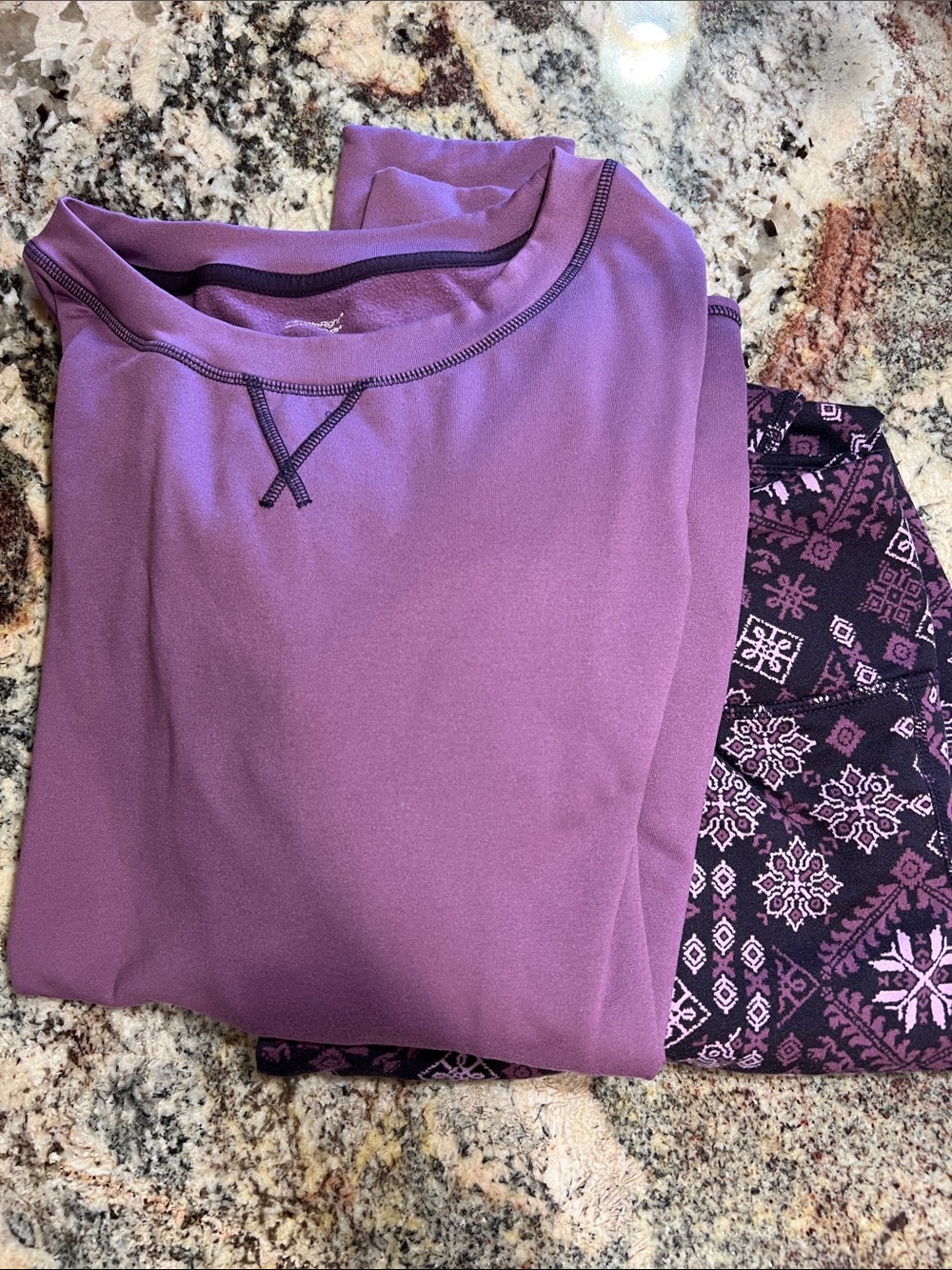 Cuddl Duds Purple Aztec Long Sleeve Sleep Top with Patterned Pajama Bottoms